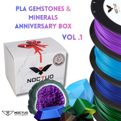 Noctuo PLA Gemstones and Minerals Anniversary BOX 4x0.25kg 1.75mm vol.1 AMETHYST, EMERALD, SAPPHIRE, APATITE, CLEANER