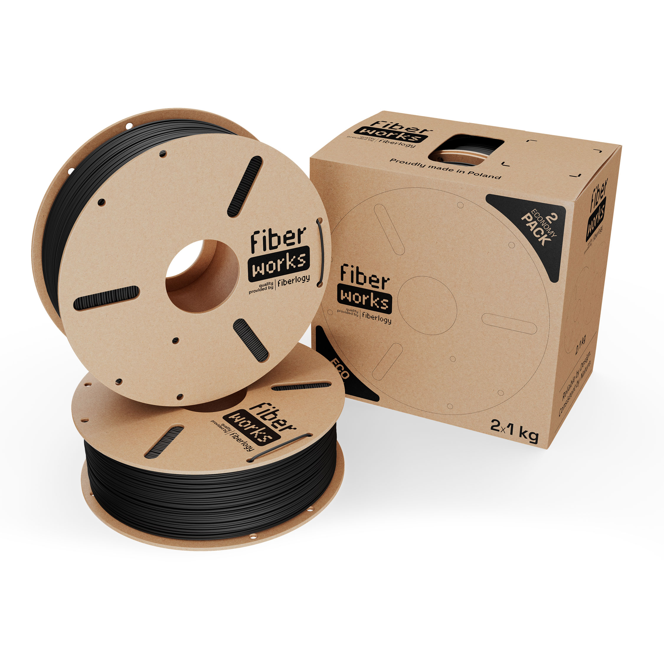 Fiberlogy FiberWORKS PLA Black RAL9005 1,75mm 2x1kg