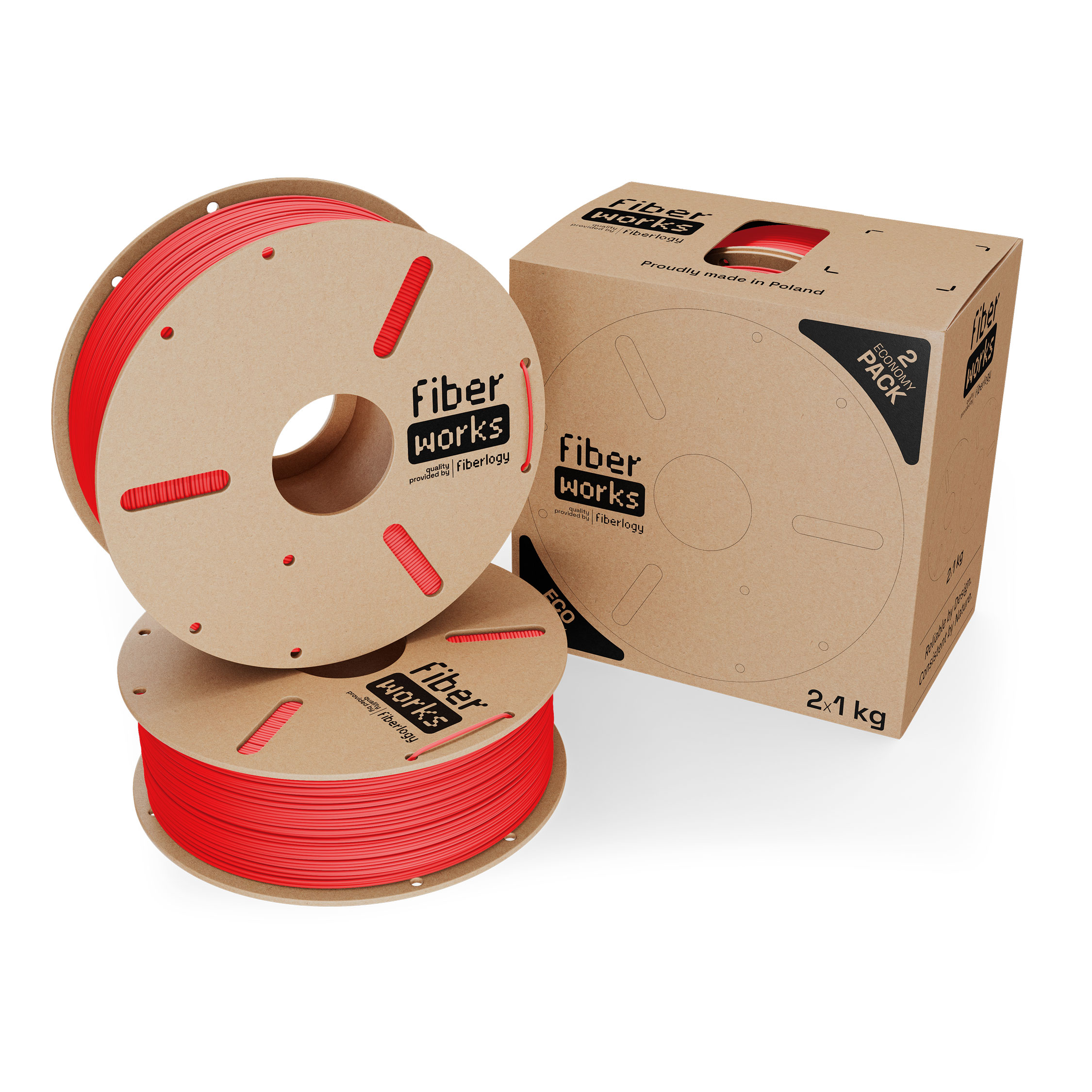 Fiberlogy FiberWORKS PLA Red RAL3020 1,75mm 2x1kg