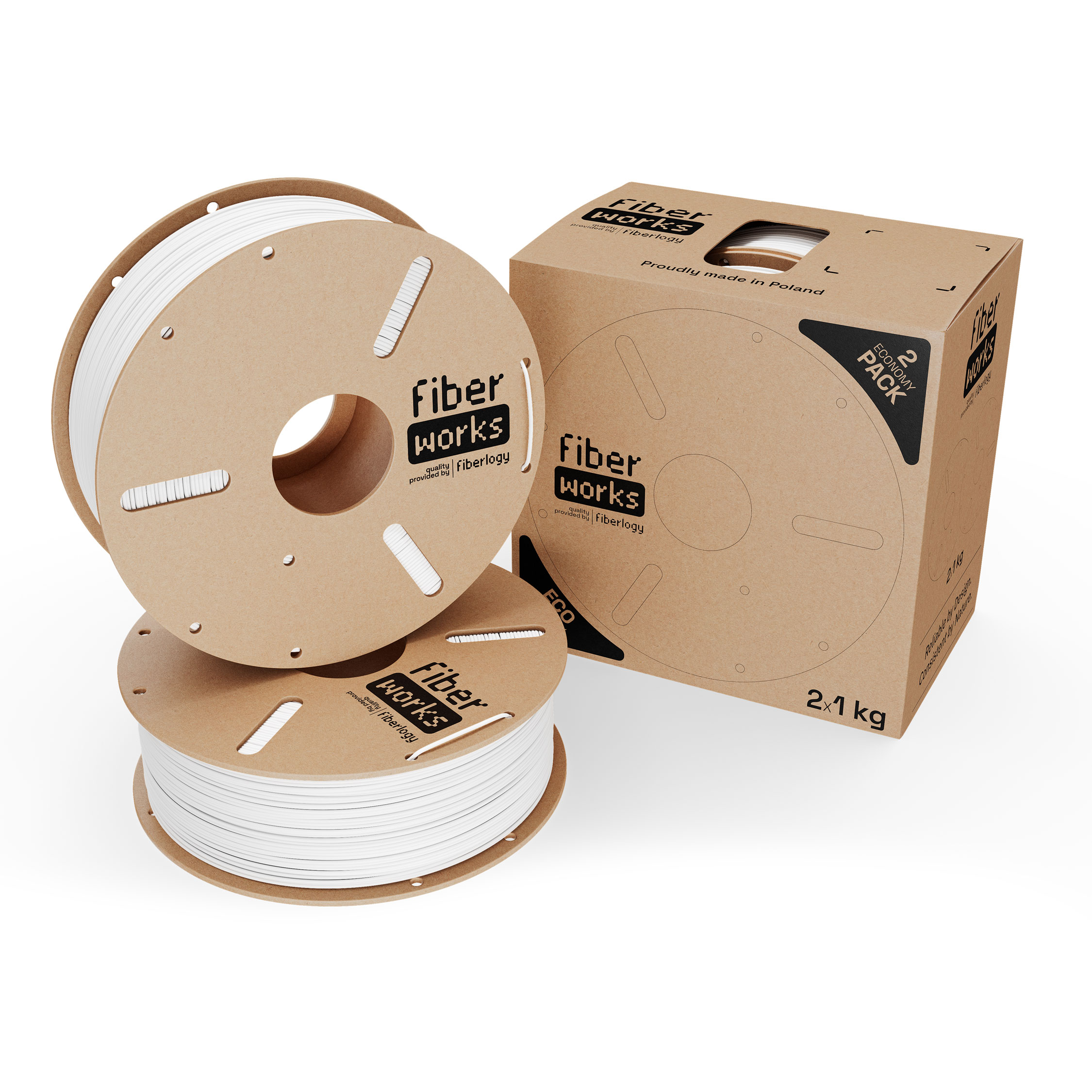 Fiberlogy FiberWORKS PLA White RAL9003 1,75mm 2x1kg