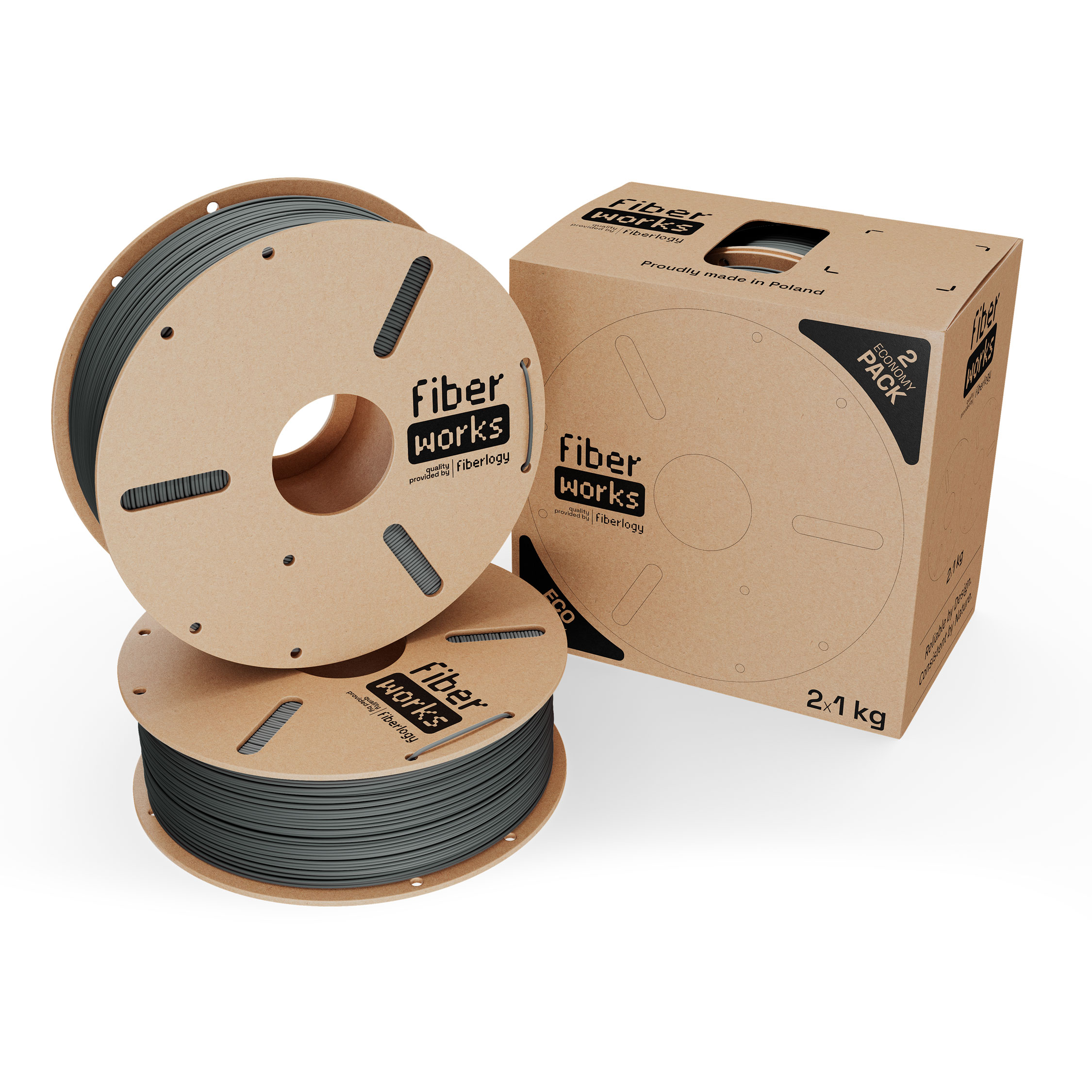 Fiberlogy FiberWORKS PLA Graphite RAL7043 1,75mm 2x1kg