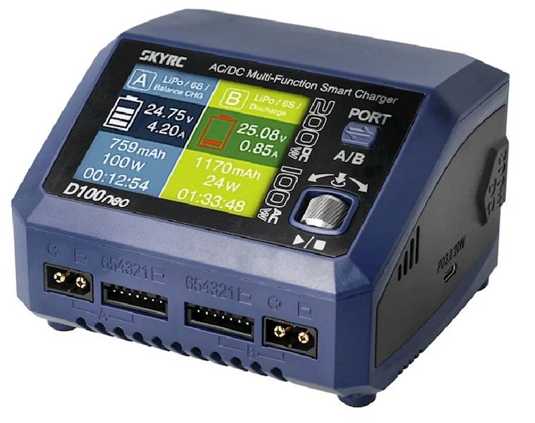 Ładowarka Dwukanałowa SkyRC D100 neo AC/DC 100W/200W 10A 6S LiPo/LiFe/LiIon/LiHV