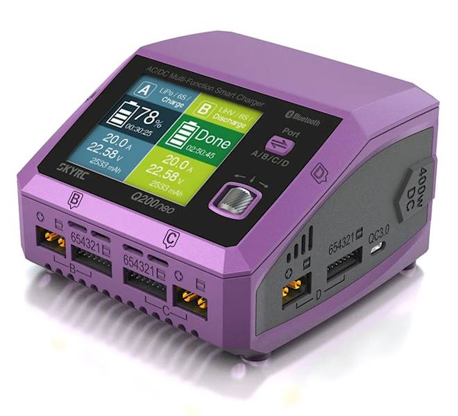 Czterokanałowa ładowarka SkyRC Q200neo AC/DC 200W/400W 10A 6S LiPo/LiFe/LiIon/LiHV