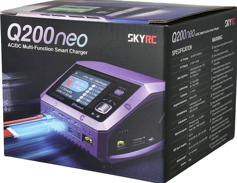 Czterokanałowa ładowarka SkyRC Q200neo AC/DC 200W/400W 10A 6S LiPo/LiFe/LiIon/LiHV