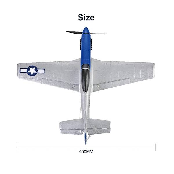 Samolot Mustang P51D z systemem stabilizacji TOP-Gyro Idealny dla początkujących 450MM RTF - Niebiesko srebrny