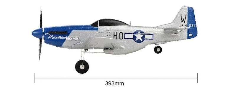 Samolot Mustang P51D z systemem stabilizacji TOP-Gyro Idealny dla początkujących 450MM RTF - Niebiesko srebrny
