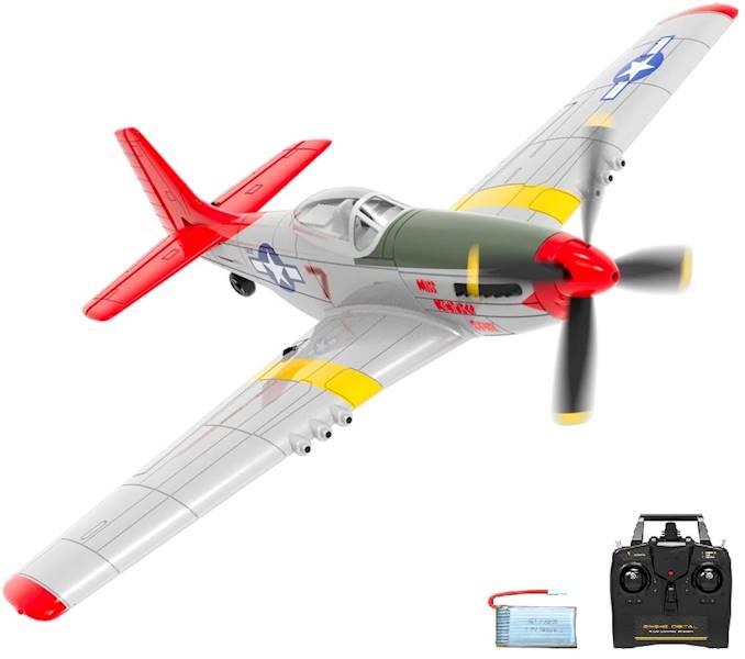 Samolot VolantexRC Mini Mustang P-51D z systemem stabilizacji Xpilot One Key Aerobatic Idealny dla początkujących 761-5 V2 RTF Red