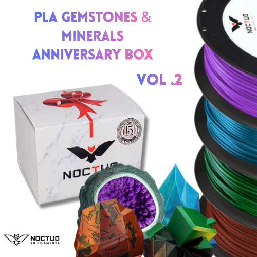 Noctuo PLA Gemstones and Minerals Anniversary BOX 4x0.25kg 1.75mm vol.2 AMETHYST, EMERALD, BLUE TOPAZ, MAHOGANY OBSIDIAN, CLEANER  