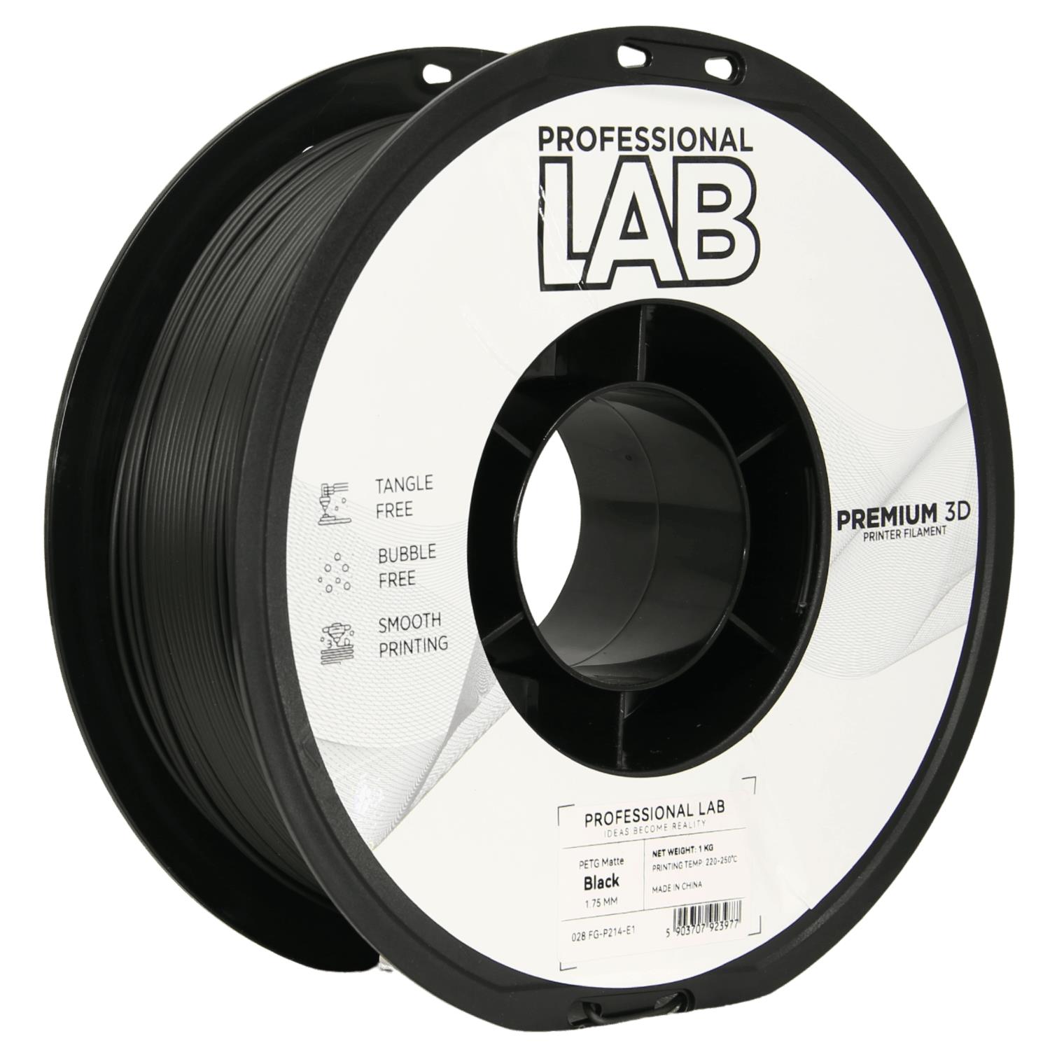 Prof. Lab PETG Matte Black 1kg 1,75mm