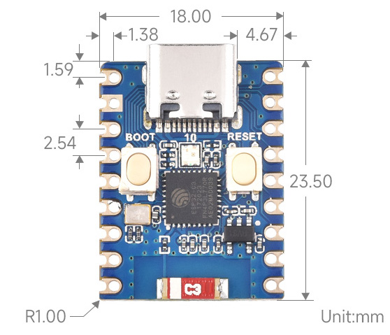 ESP32-C3-Zero - mini płytka rozwojowa WiFi/Bluetooth - ESP32-C3FN4 - Waveshare 25452