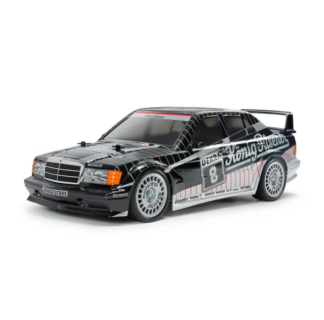 Tamiya 47525 Mercedes-Benz 190 E EVO II 1991 pomalowany niebiesko-srebrny TT-01E 1:10 4WD