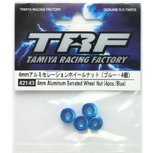 Tamiya 42143 Aluminiowa nakrętka ząbkowana niebieska (4szt)