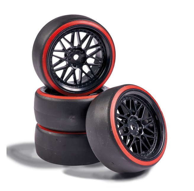 Zestaw kół 1:10 Drift czarny/czerwony Carson 900157 (4szt) 