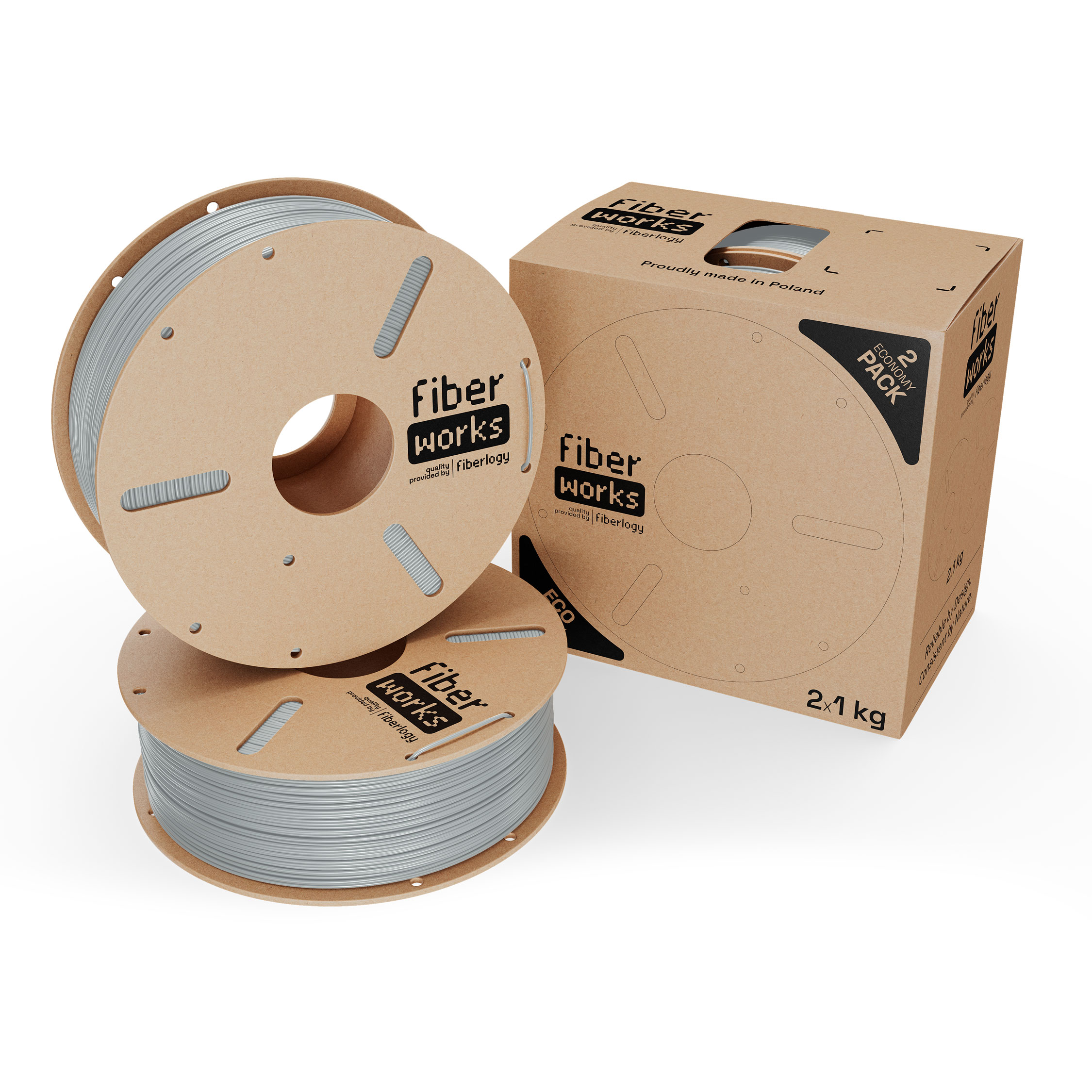 Fiberlogy FiberWORKS PETG Gray RAL7042 1,75mm 2x1kg