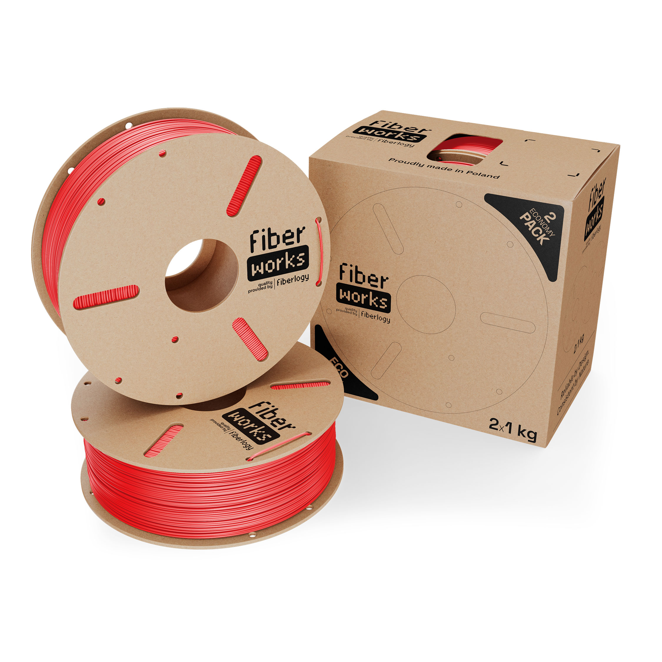 Fiberlogy FiberWORKS PETG Red RAL3020 1,75mm 2x1kg