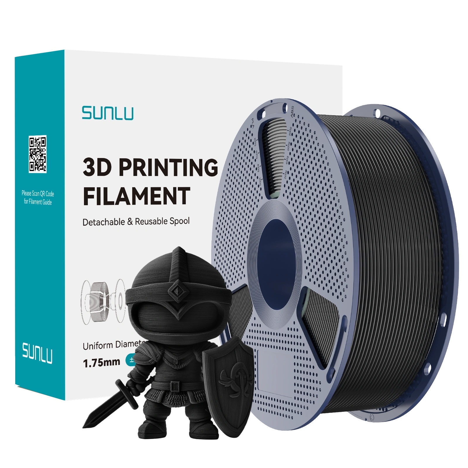 Filament Sunlu PLA+ Black Czarny 1kg 1,75mm