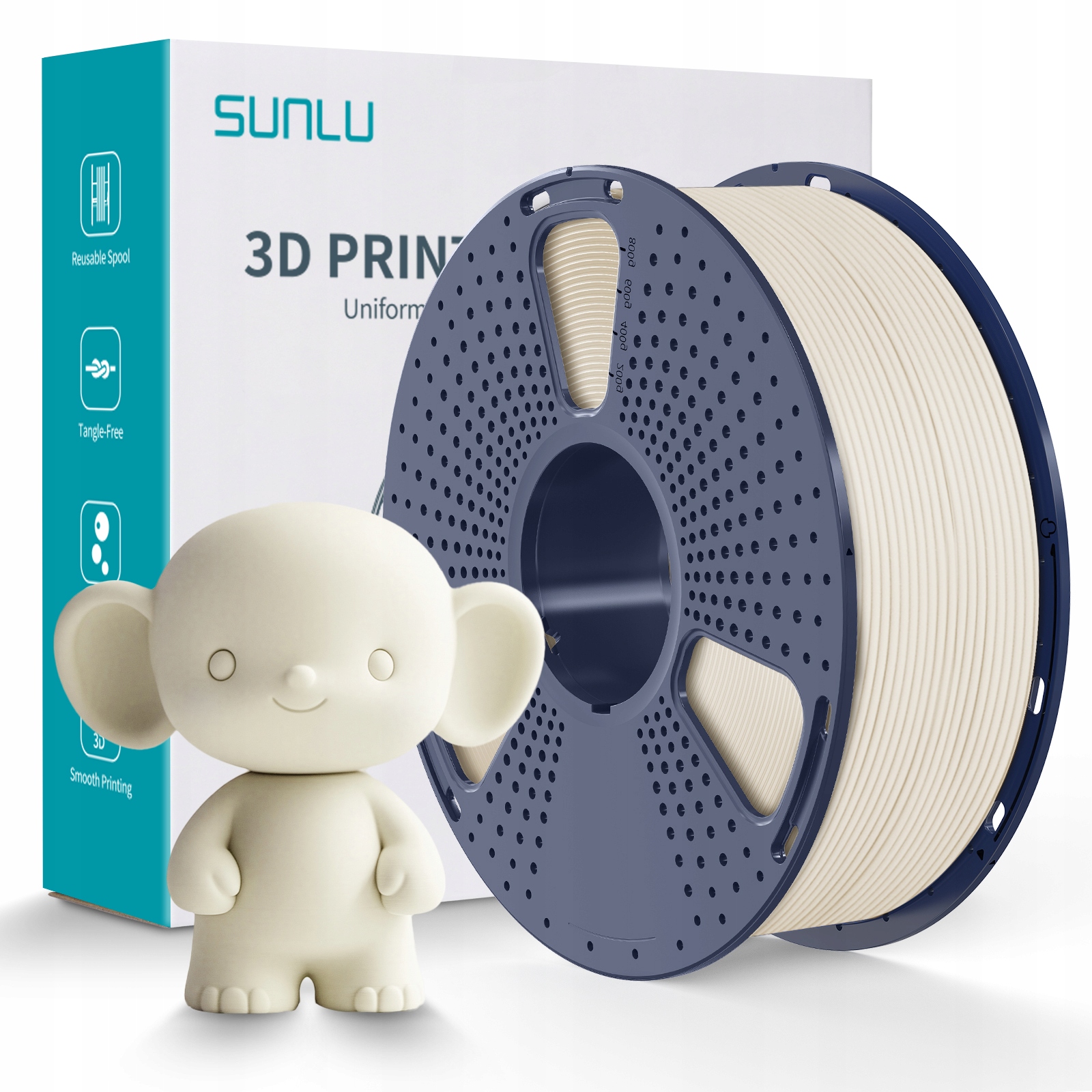 Filament Sunlu PLA Cream White Biały Kremowy 1kg 1,75mm