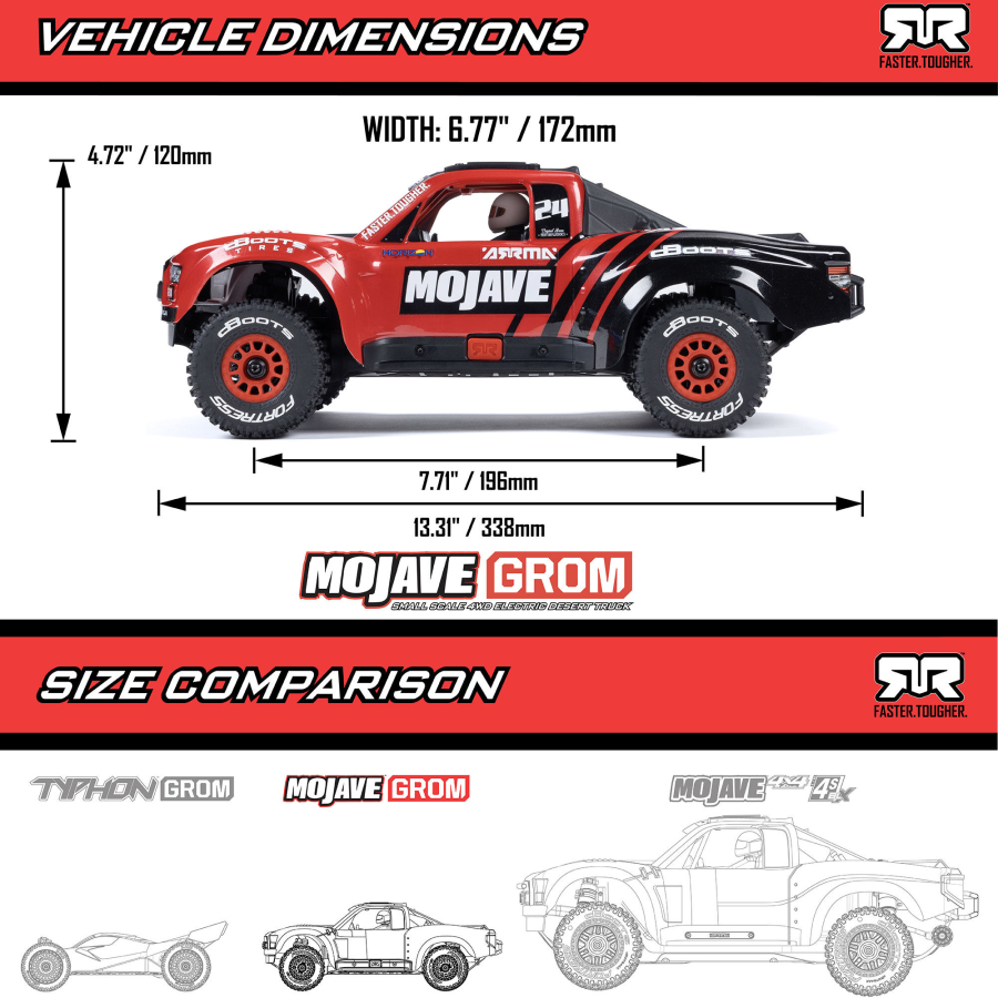 Arrma Mojave Grom 1:18 4WD Smart RTR - Czerwony
