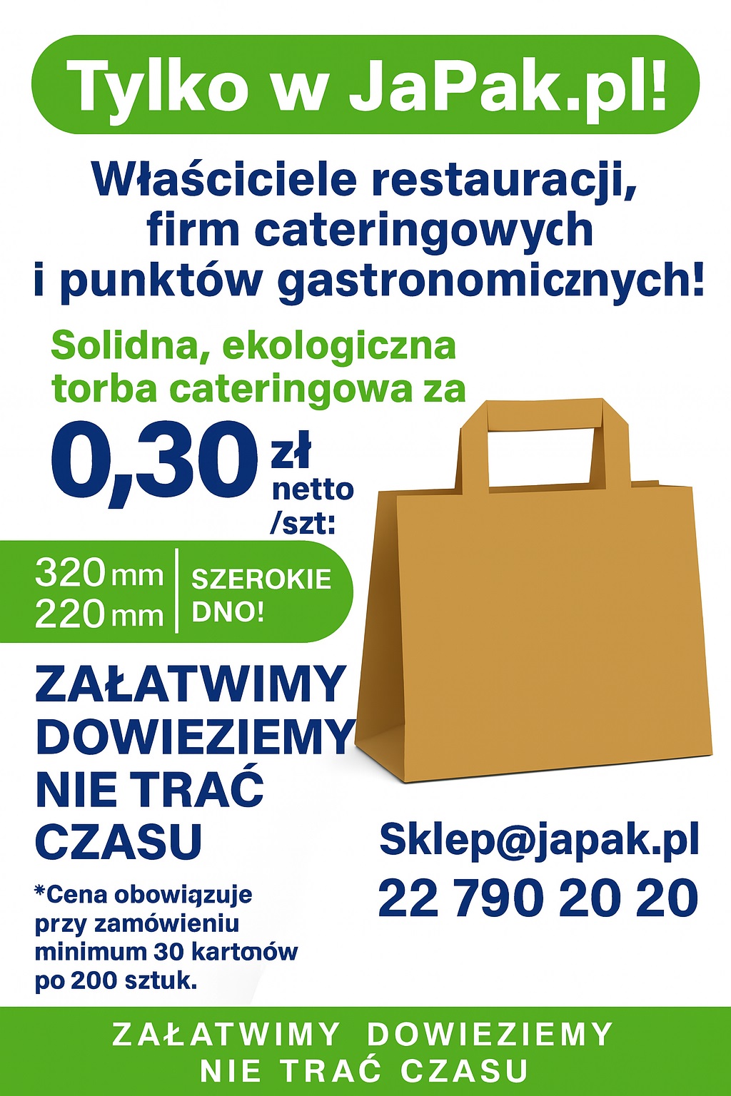 Torby papierowe cateringowe 32x22x25 cm z szerokim dnem