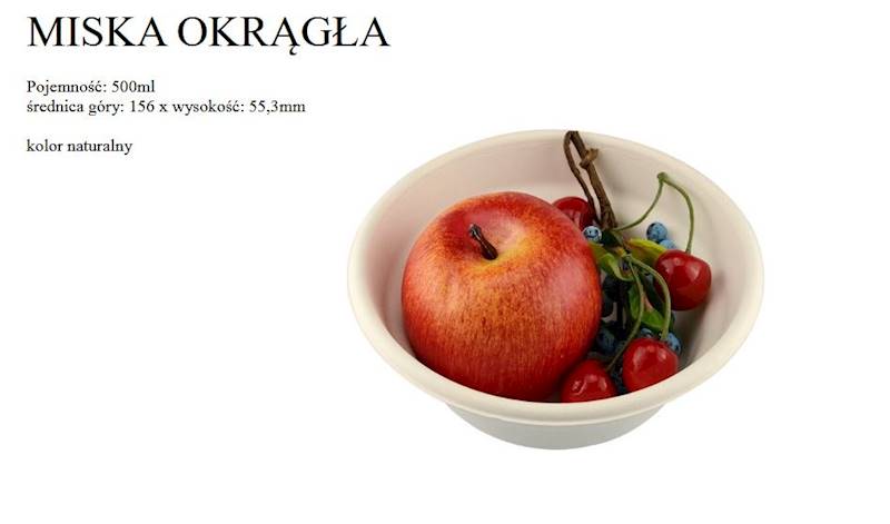 MISECZKA Miska Trzcinowa NATURA 500ml 50SZT