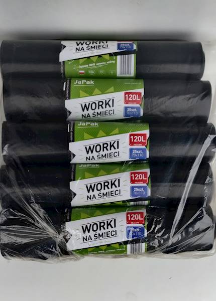 WORKI NA ŚMIECI 120L 70/110 CZARNE Rolka=25szt