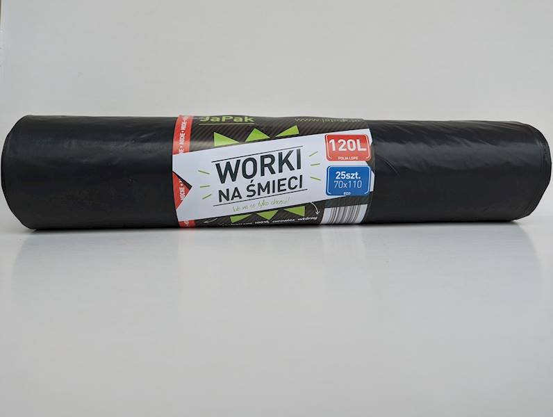 WORKI NA ŚMIECI 120L 70/110 CZARNE Rolka=25szt