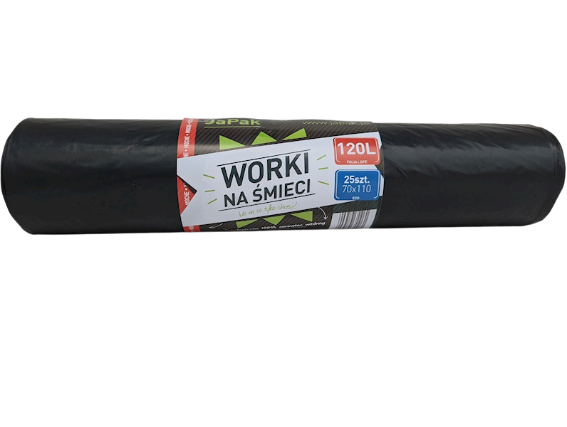 WORKI NA ŚMIECI 120L 70/110 CZARNE Rolka=25szt