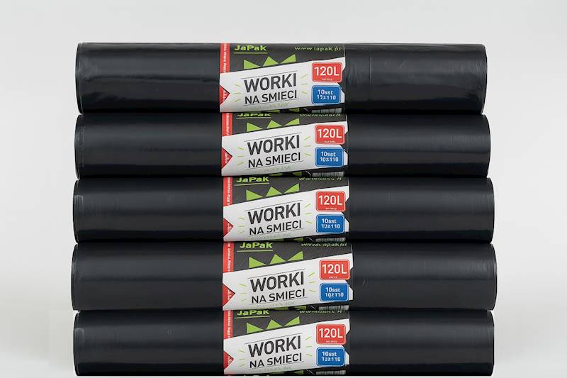 WORKI NA ŚMIECI 120L 70/110 CZARNE Rolka=25szt