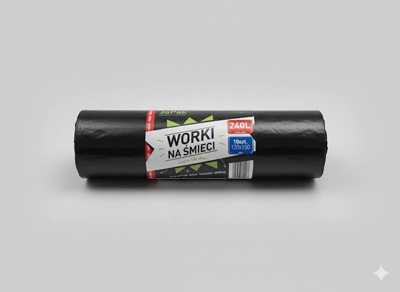 WORKI NA ŚMIECI 240L 120X150 CZARNE Rolka=10szt 