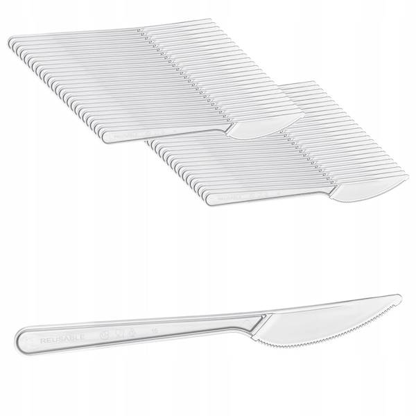 Nóż przezroczysty gruby wielorazowy 18cm 50szt K40