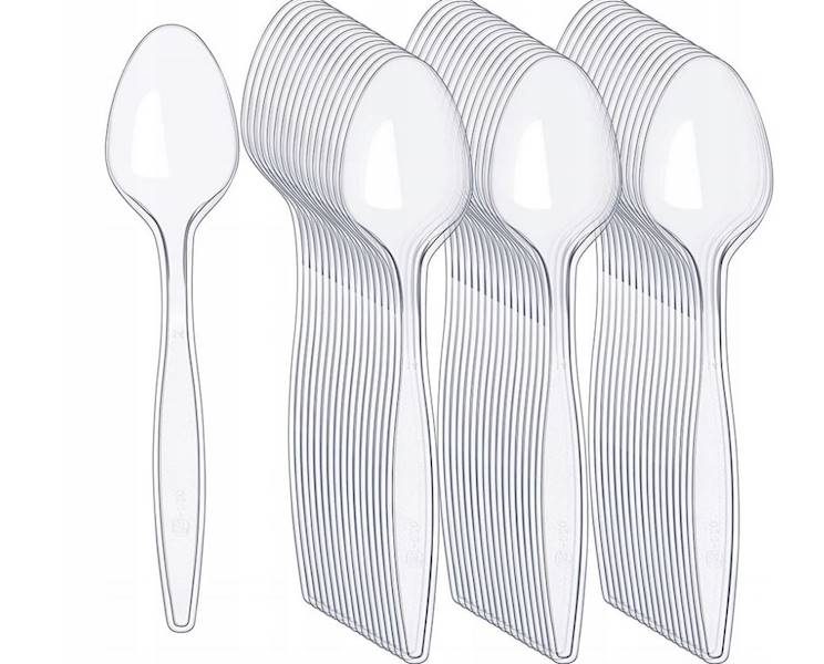 Łyzeczka przezroczysta gruba wielorazowa 18cm 50sz
