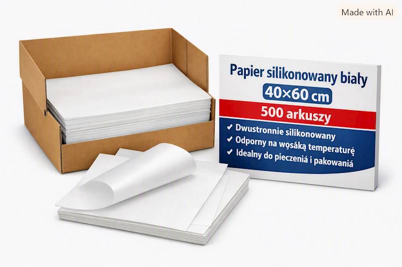 PAPIER SILIKONOWANY BIAŁY 40/60cm 500 ARKUSZY