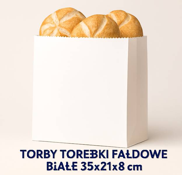 TORBA FAŁDOWA BIAŁA 35X21/8 1000SZT