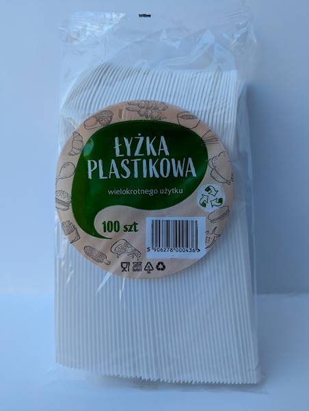ŁYŻKA BIAŁA DUŻA Wielorazowa 17cm 100szt K27