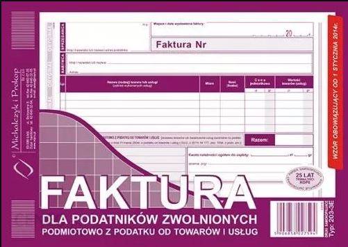 FAKTURA VAT A5 DLA PODATNIKÓW ZWOLNIONYCH 203-3E