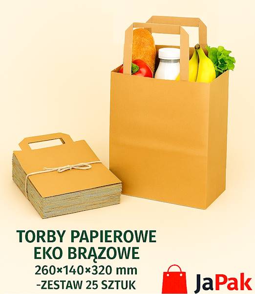 TORBA PAPIEROWA BRĄZ 260/140/320 25szt K250