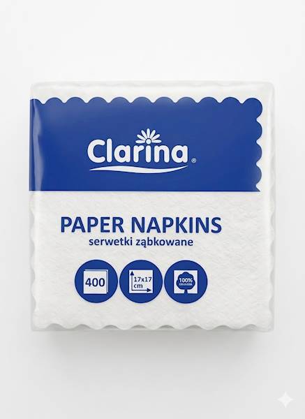 SERWETKI SOLALI BIAŁA 17/17cm 400szt ZĄBKOWANA