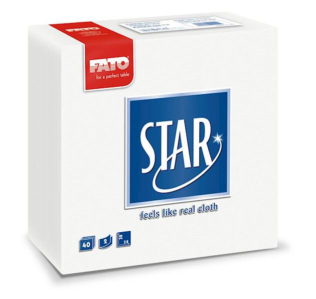 SERWETKA 2-WARSTOWA BIAŁA STAR FATO 38X38CM 40SZT