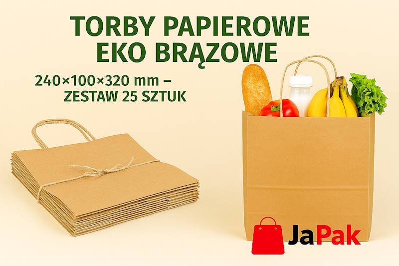 TORBA PAPIEROWA BRĄZ 240/100/320 25szt K300