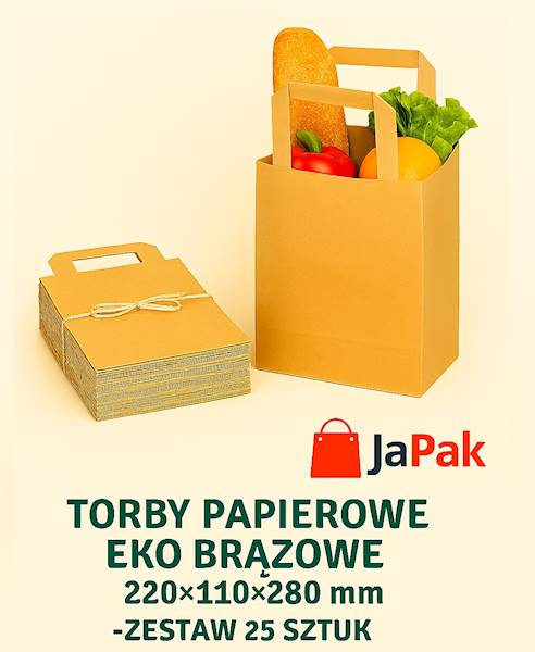 TORBA PAPIEROWA BRĄZ 220/110/280 25szt K250