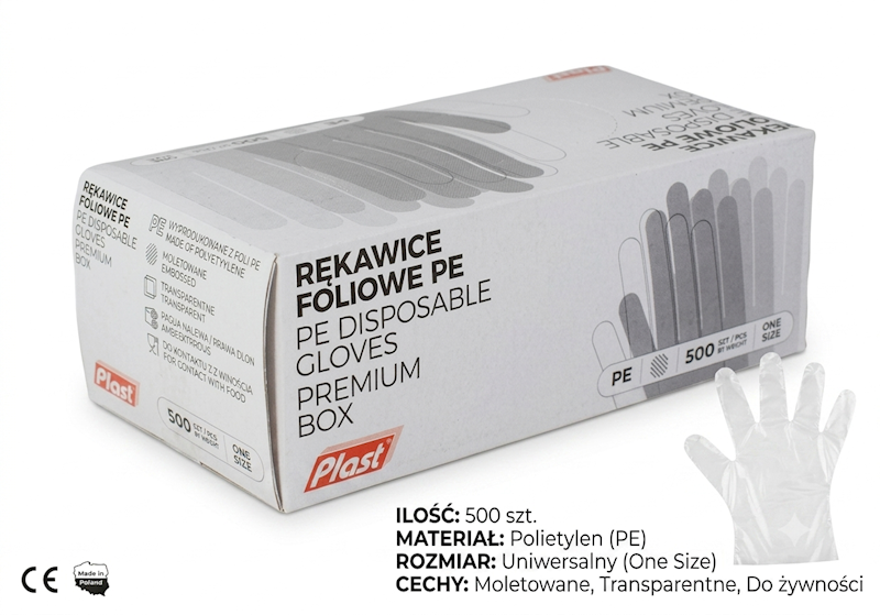 RĘKAWICE FOLIOWE PE PLAST 500SZT 