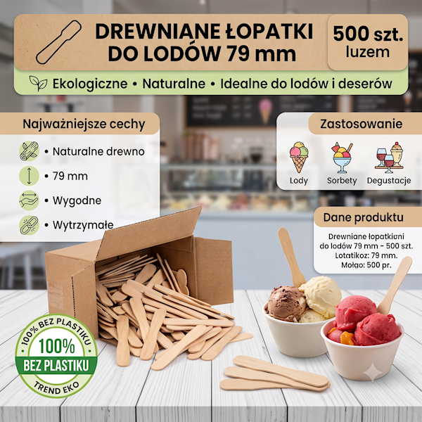ŁOPATKA DREWNIANA 79mm 500SZT PAKOWANA LUZEM