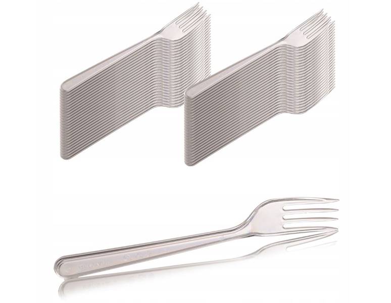 Widelec przezroczysty gruby wielorazowy 18cm 50szt