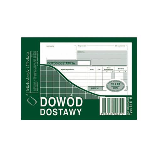 DOWÓD DOSTAWY DRUKI A6 315-5