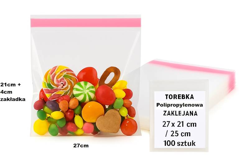 TOREBKA POLIPROPYLEN ZAKLEJANA 27X21/25cm 100SZT