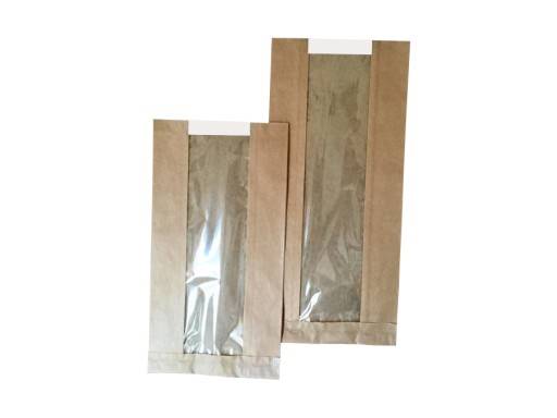 TORBA FAŁDOWA BRĄZ Z OKNEM 100x40/60X350mm 1000SZT