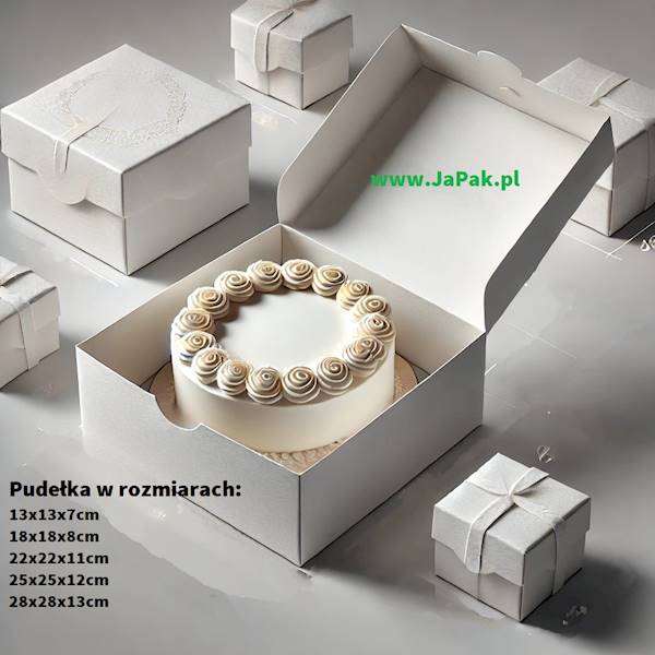 PUDEŁKO TORTOWE BIAŁE KLEJONE 28x28x13 1szt OP50