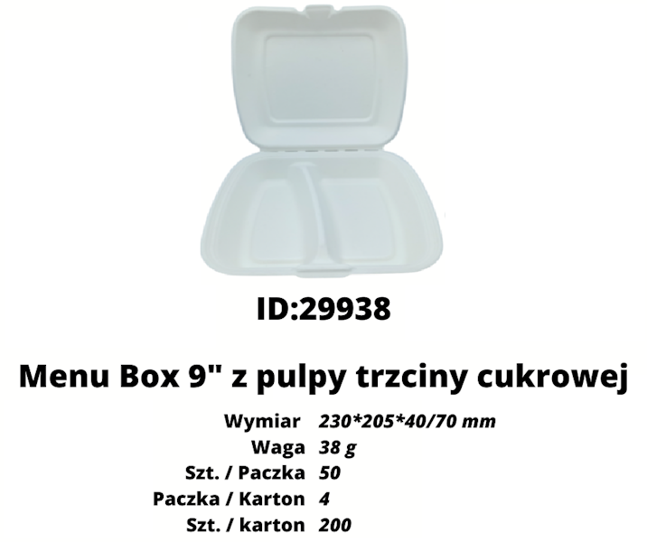 MENU BOX 2-DZIELNY NATURA Trzcinowe 23x20cm 50SZT