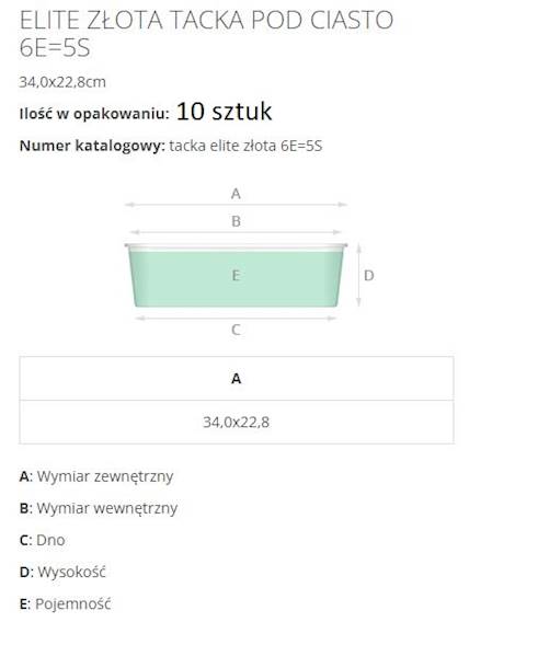 TACA ZŁOTA ELITE 34/24cm 6E=5S 10SZT