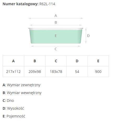 FOREMKA ALUMINIOWA R62L 217/112/54 900ml 100szt 